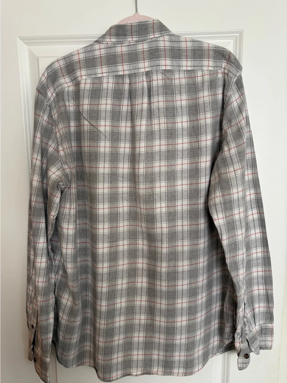 J. Crew Men’s Gray and White Brushed Twill Plaid Button-Down Shirt